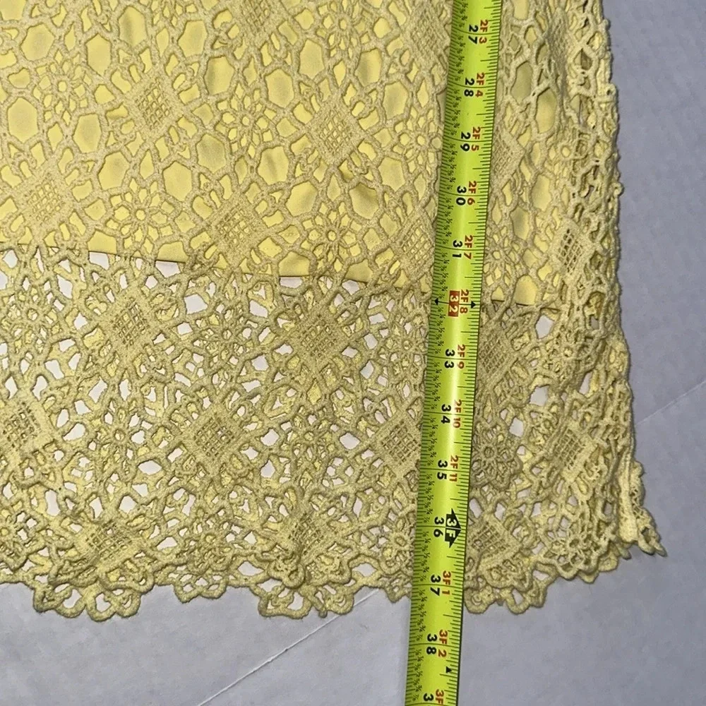 Lauren‎ Ralph Lauren Dress Yellow Crochet Knit Womens Size Small Petite Resort